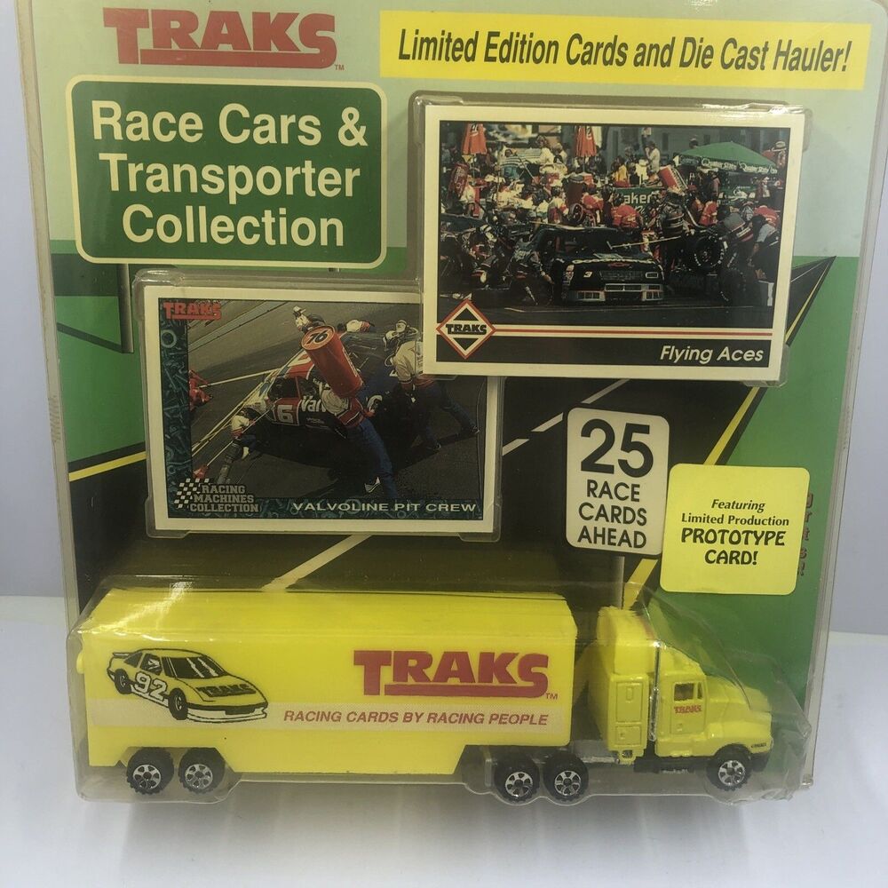 Traks Nascar Transportation Collection Car Hauler And Cards. Vintage 1992